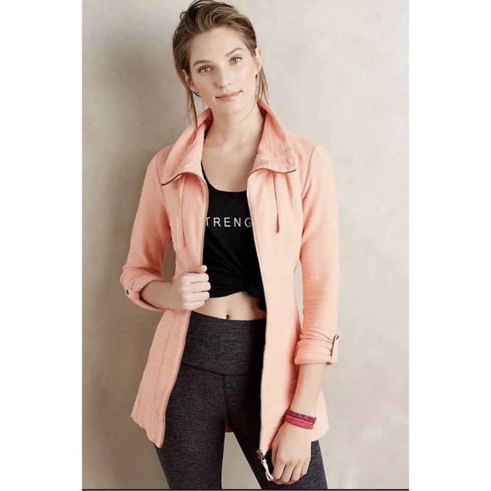 Moving Sale! Anthropologie Saturday Sunday Quinn Peach Women's Jacket Medium EUC - Picture 2 of 11